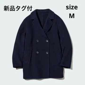 택 포함 새상품 유니클로 더블 페이스 숏코트 네이비 M 사이즈 울