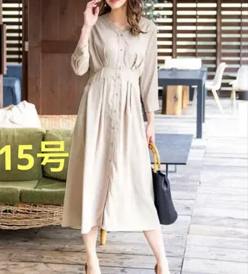 Tiaclasse 셔츠 원피스 7부 소매 백리본