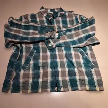 80s 90s 체크 블루종 긴팔 셔츠