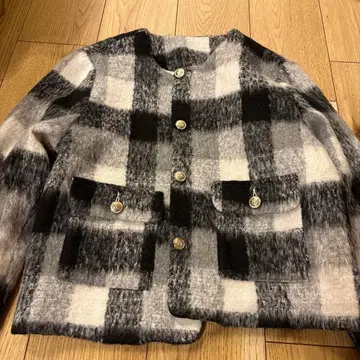 GRL 노카라 체크 자켓 F 사이즈