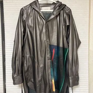 prastana 다크 브라운 가죽 체스터 코트 셔츠