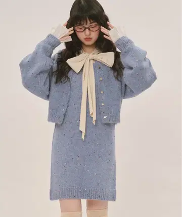 loin nuit 스팽글 니트 셋업 블루 미개봉 새상품