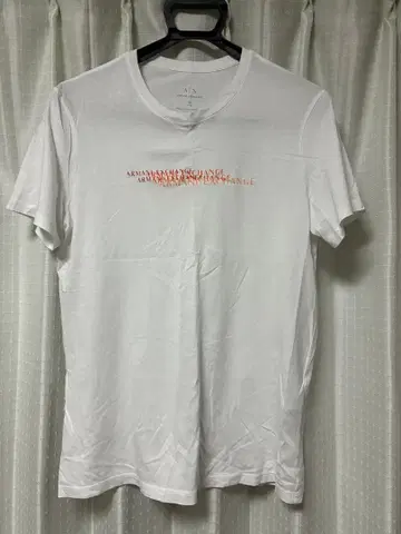ARMANI EXCHANGE 화이트 T셔츠 S 로고 오렌지