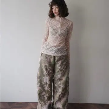 igi GLITTER LACE TOPS 하프 지퍼 라메 레이스 상의