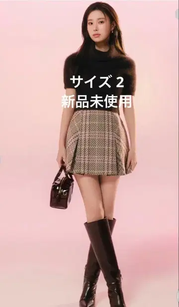 snidel Sustainable 로빙 체크 미니 스커트 핑크