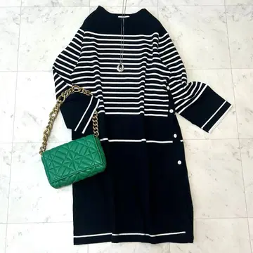 새상품급 슬로브 이에나 보더 니트 원피스 튜닉 F 캐시미어