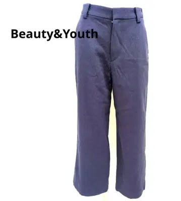 뷰티&유스 가을/겨울 소재 퍼플 슬랙스 슬림 레그 팬츠