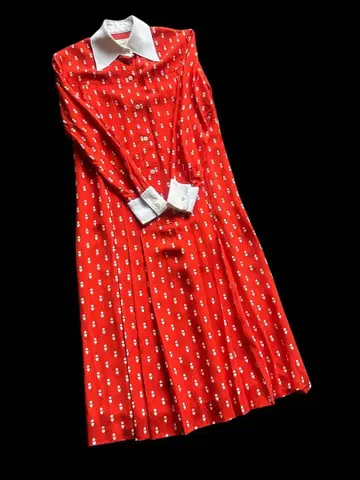 jun ashida 준아시 다 롱 원피스 올 패턴 빨간색 계열 M