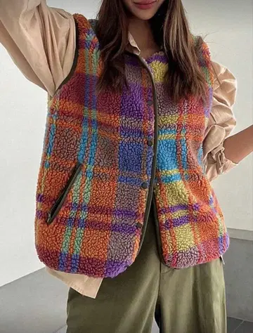 보아 베스트 체크 무늬 컬러풀 화려한 K-스타일 나카 리이사 스타일