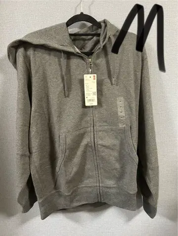 유니클로 맨투맨 풀 집업 후드티 M 사이즈 그레이 469928