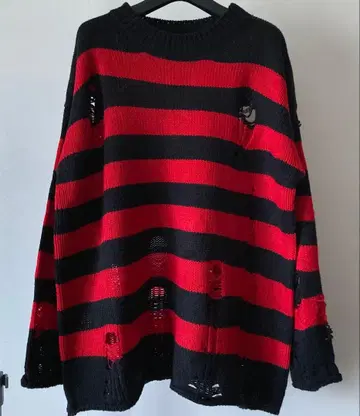 커트 코베인 빨검 보더 데미지 보로 니트 R13 666 glamb