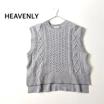 HEAVENLY 헤븐리 알파카 혼방 아란 편직 니트 베스트