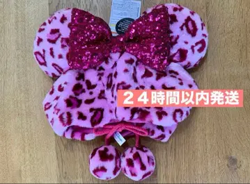 택 포함 새상품 레오파드 무늬 미니 핑크 팬캡 디즈니 리조트