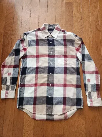 블랙 라벨 체크 무늬 긴팔 플란넬 셔츠 사이즈 M