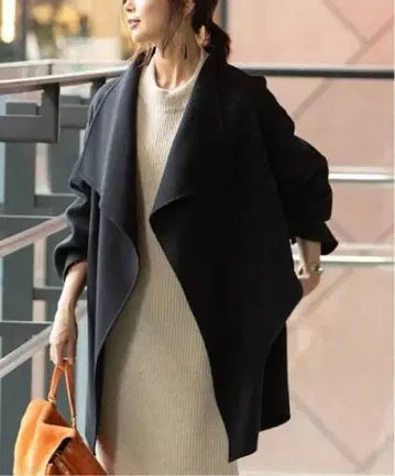 Noble W/Ny 리버 오버 컬러 코트 블랙 38