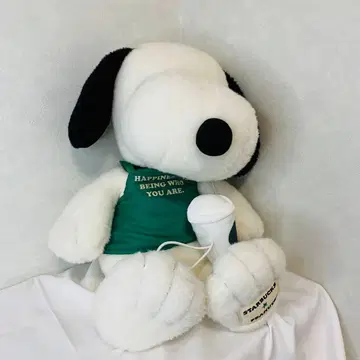 스누피 스벅 그린 에이프런 문자 봉제 인형