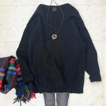 스픽 앤 스팬 울 캐시미어 루프 풀오버 블랙