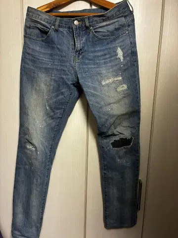 AKM, 맨즈 멜로즈 스키니 데님 데미지 가공