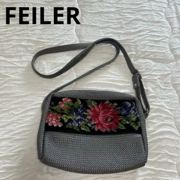 FEILER 꽃무늬 자수 그레이 숄더백