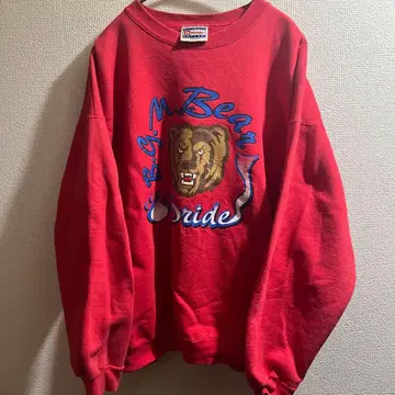 Hanes 빨간색 라이온 자수 스웨트 셔츠