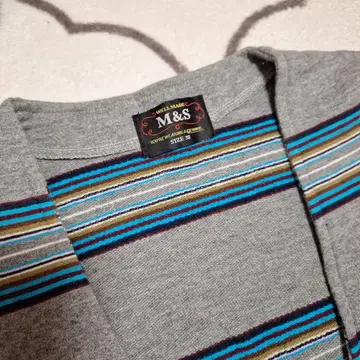 구제 의류 M&S 스트라이프 디자인 베스트 그레이