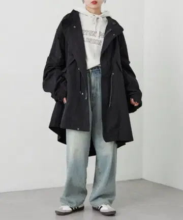etsinta 에신타 2way 오버 모즈 코트 BLACK