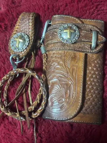 ALZUNI 손 조각 바스켓 카빙 월렛 바이커 월렛 세트!