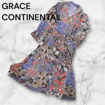 미사용급 그레이스 콘티넨탈 롱 기장 원피스 페이즐리 벨트