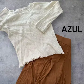 AZUL 상의와 브라운 와이드 팬츠 세트