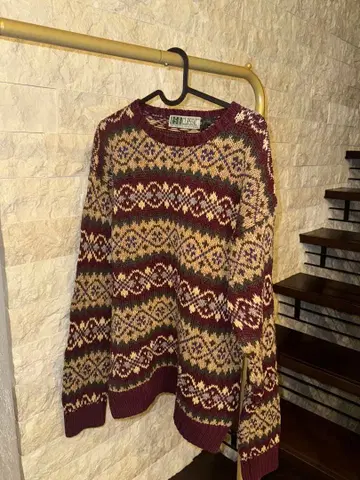 빈티지 U.S.A. CLASSIC 페어아일 패턴 스웨터 L-XL