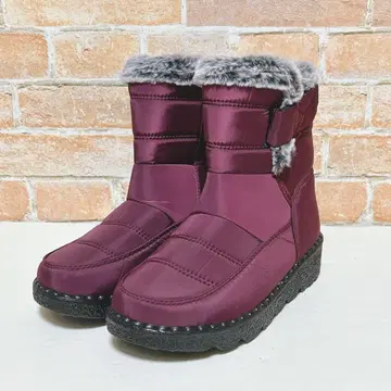 [새상품급] 스노우 부츠 퍼 포함 (37) 윈터 부츠 겨울 와인 레드