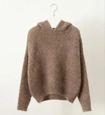 마드리갈 카페 모닝 후드 부착 니트 카페오레