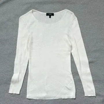 Theory 띠어리 캐시미어 혼방 리브 니트 풀오버 아이보리 S