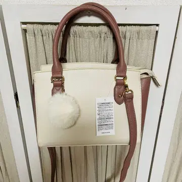 아이보리/더스티 핑크 숄더백 꽃무늬 안감 [미사용 새상품]