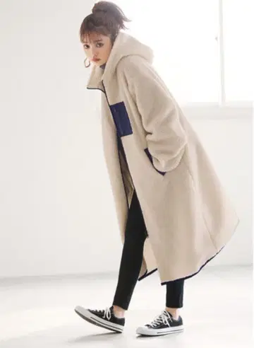 보아 롱 코트 베이지 F