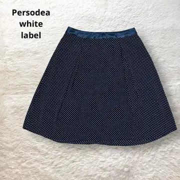 Persodea white label 플레어 스커트 도트 무늬 네이비 M