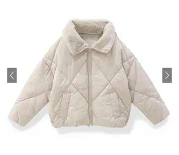 GRL 2Way 퍼 칼라 퀼팅 다운 자켓 아이보리