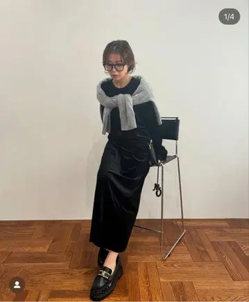 milaowen 소매 커프스 드레이프 디자인 롱 벨로아 원피스