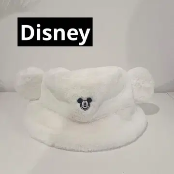 [새상품급] 미키마우스 귀 모양 화이트 버킷햇 퍼 Disney