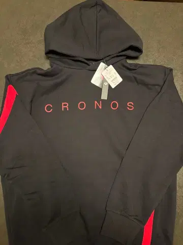 CRONOS 후드 부착 후드티 블랙/빨간색