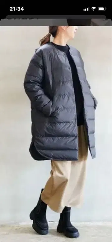 미사용 오르치발 롱 다운 자켓 2 블랙