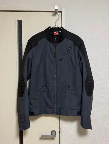 그레이 나일론 라이더 자켓