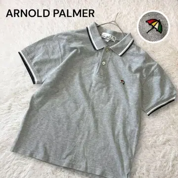 아놀드 파머 자수 로고 반팔 피케 셔츠 면 100% 밑단 슬릿 그레이