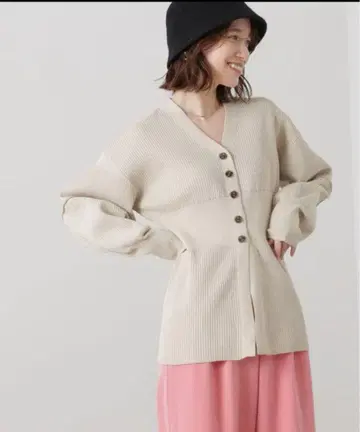 N 내추럴 뷰티 베이직 허리 컨셔스 롱 형태 가디건