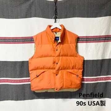 90s USA Penfield 다운 베스트 L 오렌지 코튼 나일론 레어