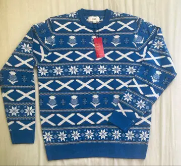 새상품 스코틀랜드 국기 패턴 니트 스웨터 M&S