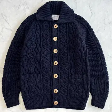 새상품급 인버아란 3A 럼버 가디건 케이블 니트 네이비 tk4
