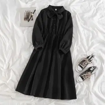 블랙 셔츠 원피스 긴팔