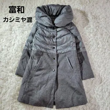 토와 다운 자켓 다운 코트 롱 절개 캐시미어 혼방 이소재 A라인