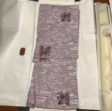 보라색 꽃무늬 스트라이프 코몬 기모노